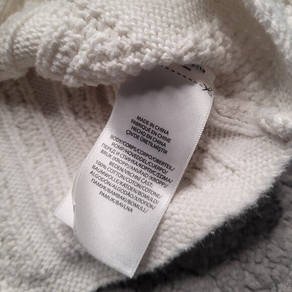 Ralph Lauren Sweater Unisex 12M Cream Cable Combed Knit Bear Cardigan Hooded - Picture 5 of 5